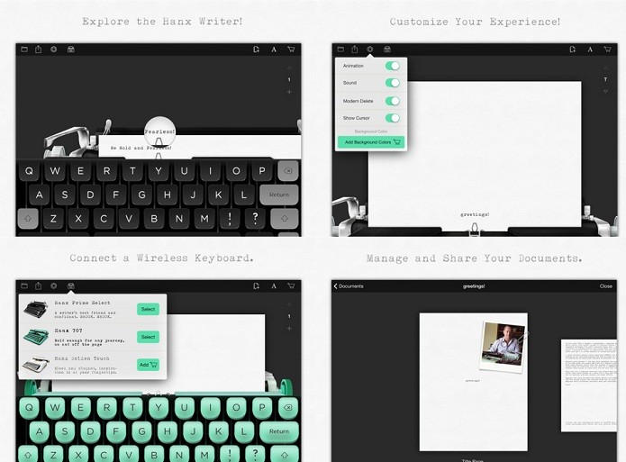 Hanx Writer transforma o iPad em uma máquina de escrever moderna (Foto: Divulgação/AppStore)