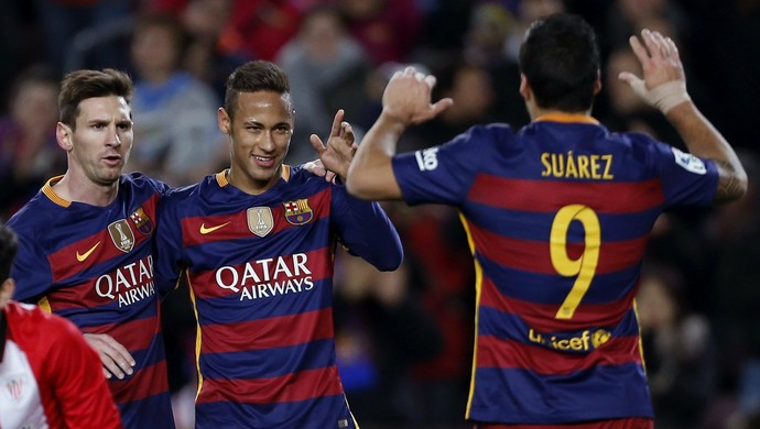 Neymar, Luis Suárez Messi Barcelona x Athletic Bilbao (Foto: EFE)