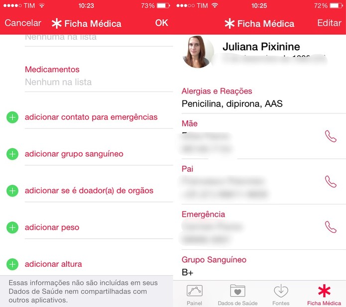 Preencha as informações para criar seu ID médico (Foto: Reprodução/Juliana Pixinine)