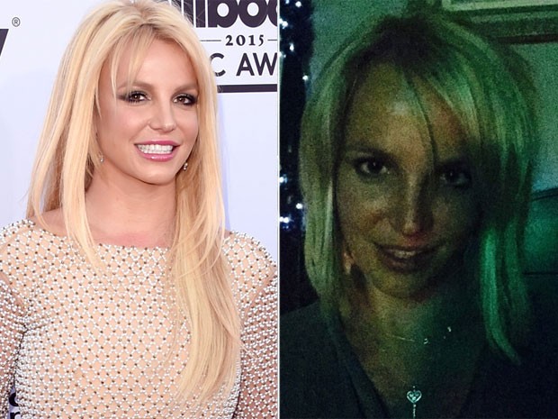 Britney Spears em premiação em maio e com seu novo corte de cabelo (Foto: Reuters/ Agência e Instagram/ Reprodução)