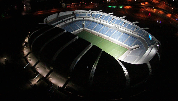 Arena das Dunas ilumonada na noite desta terça-feira (31) (Foto: Canindé Soares)