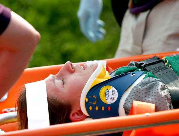 Squel Stein sofre acidente na prova do BMX (Foto: Getty Images)