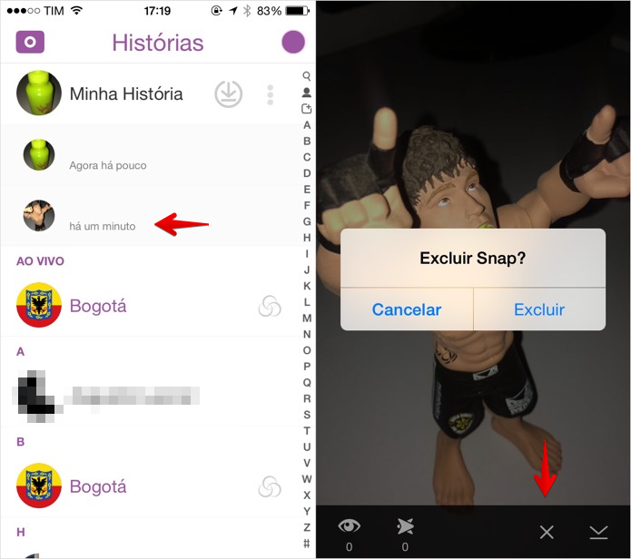 Abra a foto ou vídeo que deseja apagar (Foto: Reprodução/Helito Bijora)
