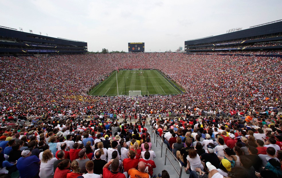 Michigan Stadium lotado para o amistoso entre Manchester United e Real Madrid (Foto: Agência AP)