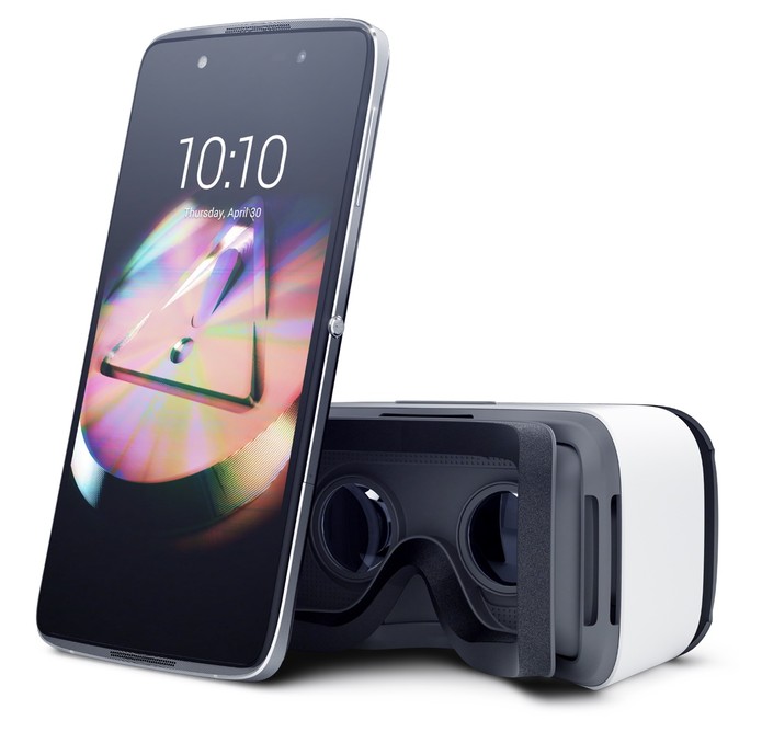 Idol 4 e headset de realidade virtual (VR) (Foto: Divulgação/Alcatel) Idol 4 e headset de realidade virtual (VR) (Foto: Divulgação/Alcatel)