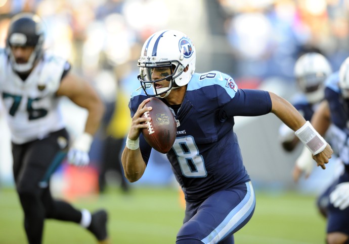 NFL Jacksonville Jaguars x Tennessee Titans Marcus Mariota  (Foto: Christopher Hanewinckel-USA TODAY Sports)