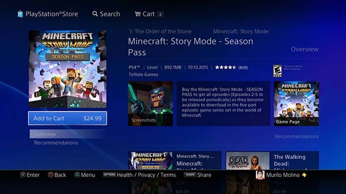 Adicione o Minecraft: Story Mode ao carrinho (Foto: Reprodução/Murilo Molina)
