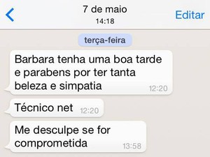 Jovem recebe mensagem de outro atendente da Net (Foto: Facebook/Reprodução)