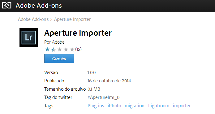 Aperture Importer pode ser baixado no site da Adobe (Foto: Divulgação)