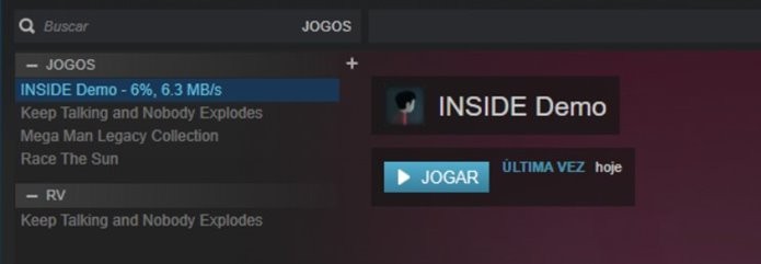 Versão demo de Inside ocupa cerca de 1,2 GB de espaço no disco (Foto: Reprodução/Felipe Demartini)