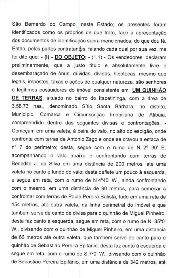 Minuta de contrato de venda do sÃ­tio em Atibaia para Lula pag.2 (Foto: ReproduÃ§Ã£o)
