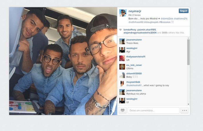 Neymar e brasileiros post do atacante no instagram (Foto: reprodução instagram)
