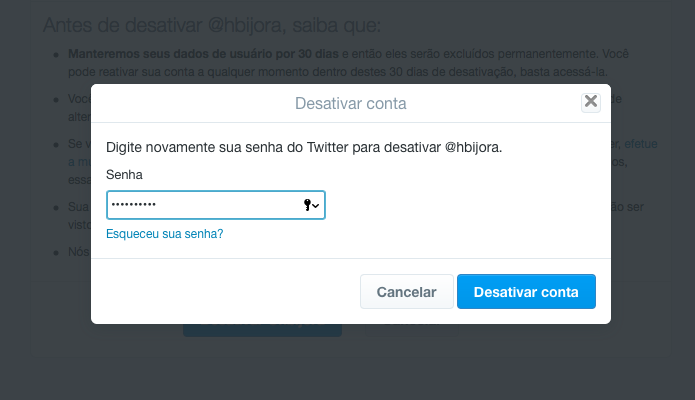 Digite a senha da sua conta para confirmar (Foto: Reprodução/Helito Bijora)