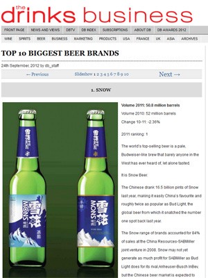 Cerveja Snow, a mais popular do mundo (Foto: Reprodução/drinks business)