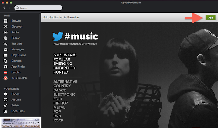 Adicionando uma extensão aos favoritos do Spotify (Foto: Reprodução/Marvin Costa)