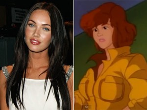 Megan Fox e a personagem April O'Neil (Foto: AP e Reprodução)