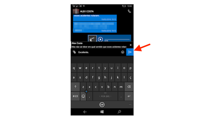 Respondendo uma mensagem antiga no WhatsApp para Windows Phone (Foto: Reprodução/Marvin Costa)