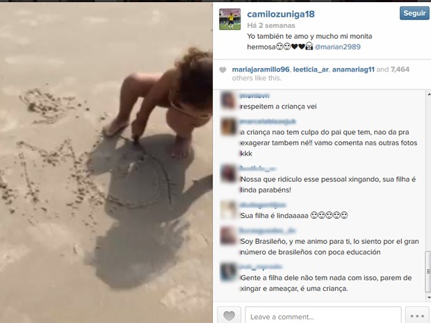 Internautas reagem após ataque a filha de Zuñiga no Instagram (Foto: Reprodução / Instagram)