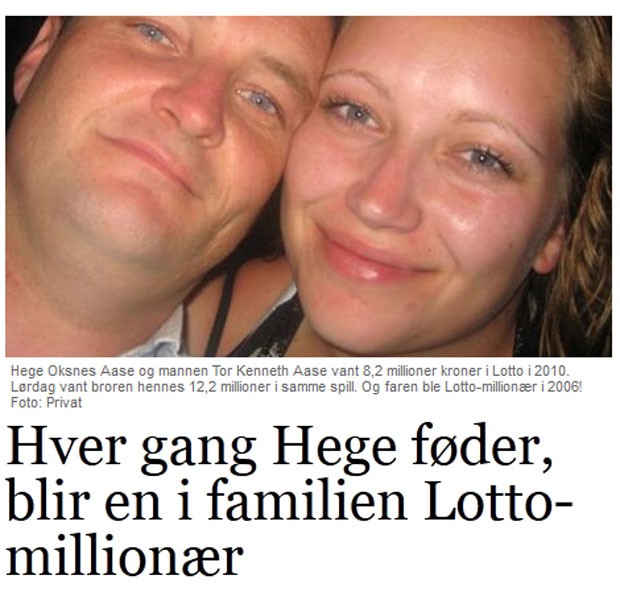 Hege Jeanette Oksnes, ao lado do marido, ganhou 4.2 milhões de dólares. (Foto: Reprodução)