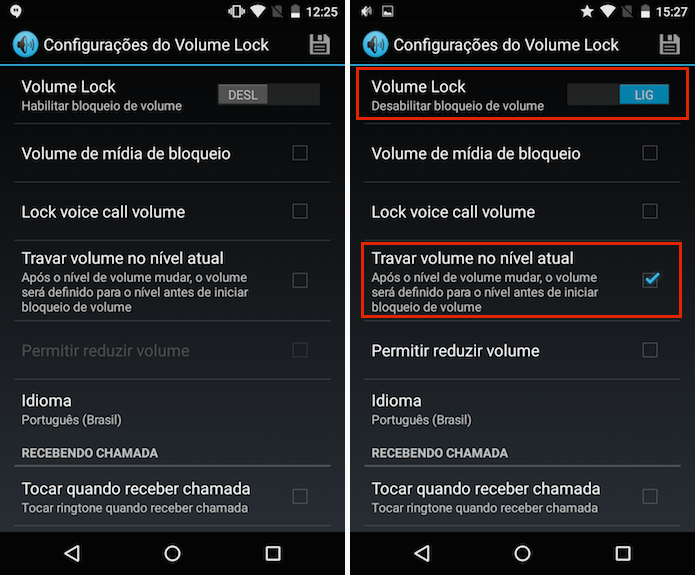 Ativando bloqueio parcial do volume do Android (Foto: Reprodução/Edivaldo Brito)