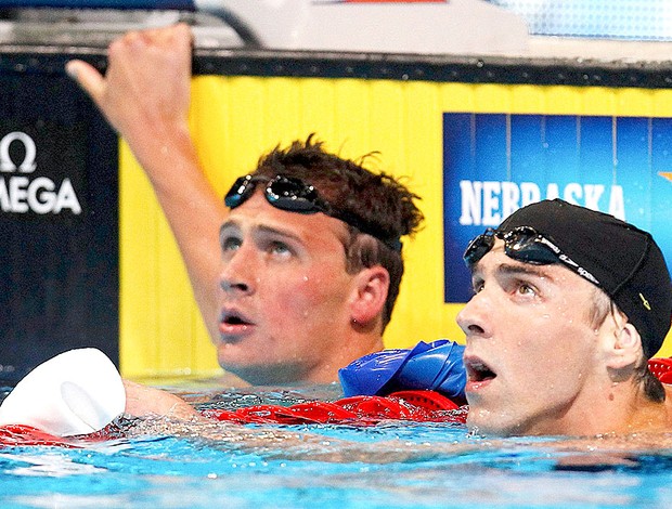 Ryan Lochte e Michael Phelps na seletiva de natação nos Estados Unidos (Foto: Reuters)