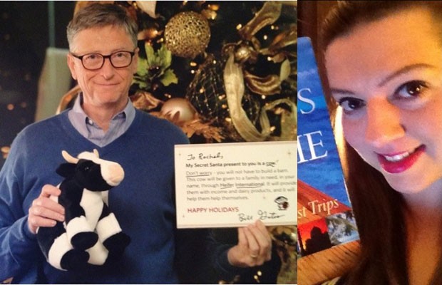 Bill Gates, fundador da Microsoft e homem mais rico do mundo, participou de amigo secreto na internet e presenteou mulher com livro, vaquinha de pelúcia e doação em nome dela a ONG. (Foto: Reprodução/Reddit)