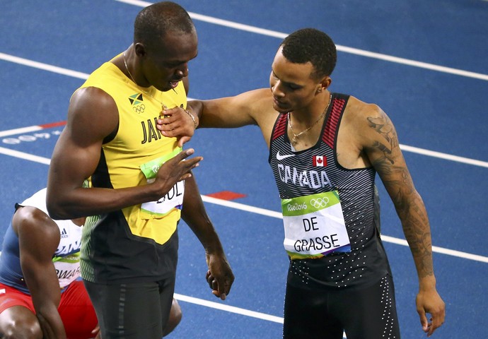 Usain Bolt Andre De Grasse final 200m rasos Rio 2016 (Foto: Reuters)