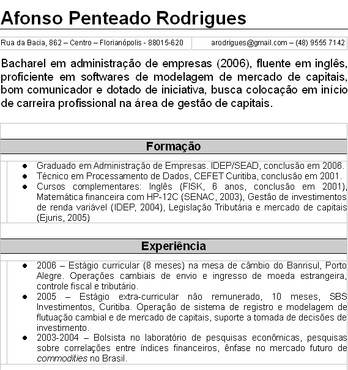 screenshot de Modelo de Currículo