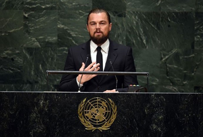 Leonardo DiCaprio discursa na Conferência do Clima em Nova York_corte 690