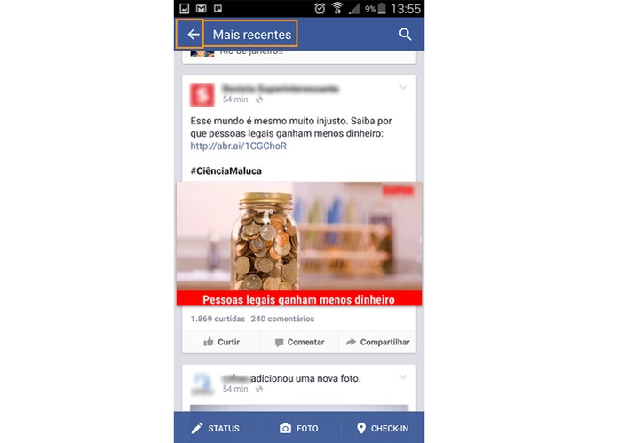 Serão exibidas apenas as publicações mais recentes do Facebook (Foto: Reprodução/Barbara Mannara)