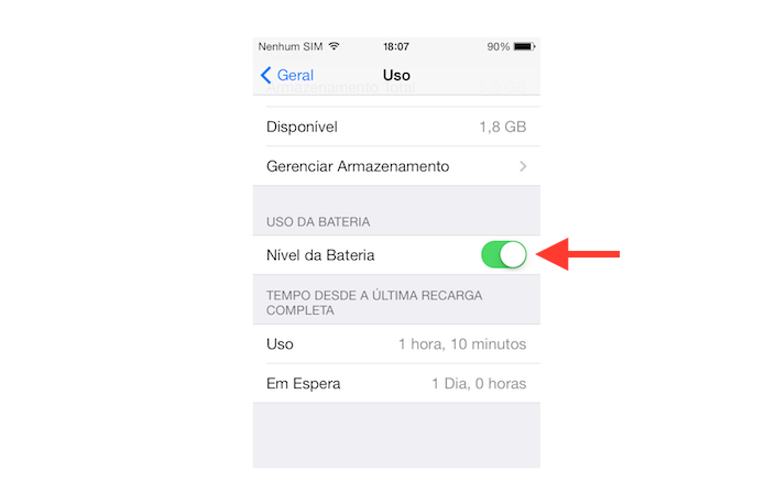 Ativando a visualização de nível de bateria do iOS (Foto: Reprodução/Marvin Costa)