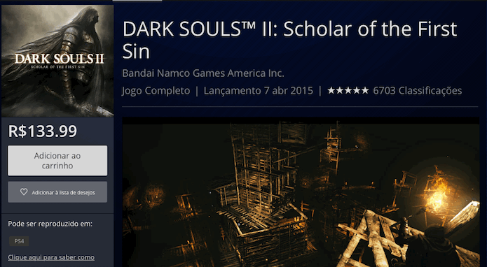 Dark Souls 2: Scholar of the First Sin: faça o download no PS4 (Foto: Reproducão/Victor Teixeira)