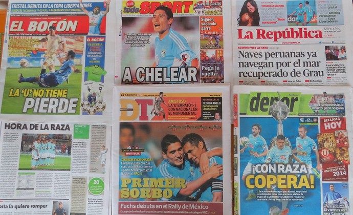 Jornais peruanos Atlético-PR Sporting Cristal (Foto: Fernando Freire)