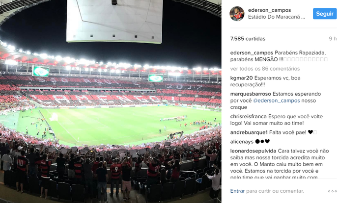 Ederson vibra com o Flamengo (Foto: Reprodução)