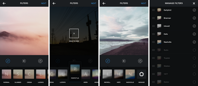 Novo menu de filtros do Instagram (Foto: Divulgação)