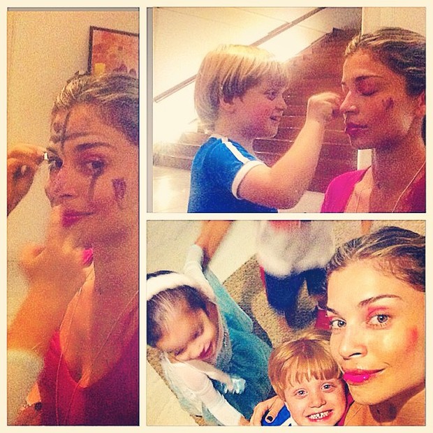 Grazi maquiada pelas crianças (Foto: Reprodução/Instagram)