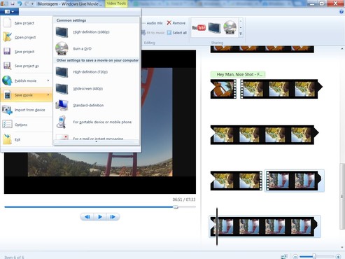 screenshot de Windows Live Movie Maker