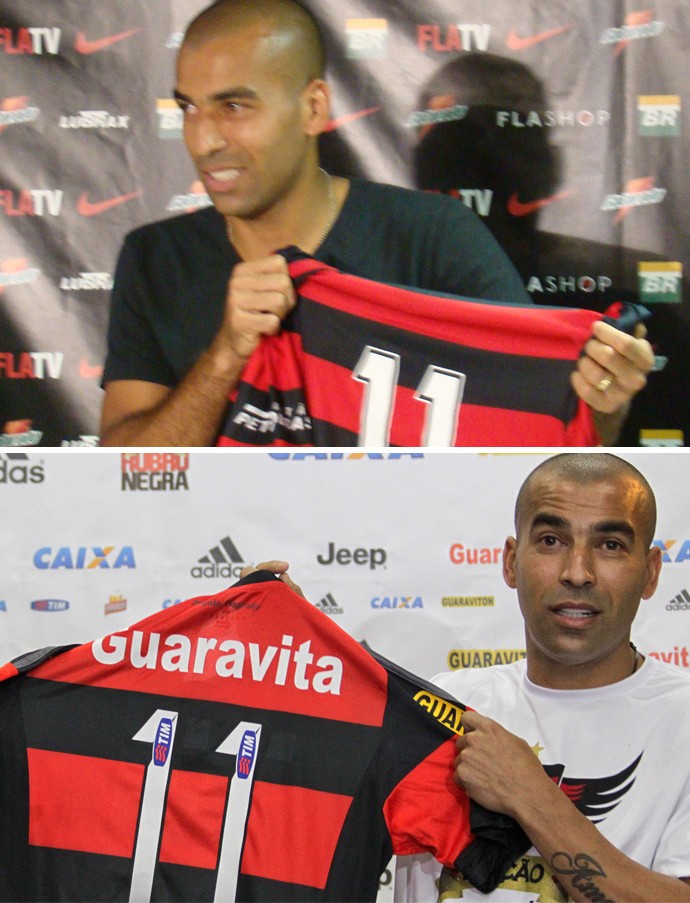 Apresentação Emerson Flamengo 2009 / 2015 (Foto: Montagem sobre foto da Ag. Estado)