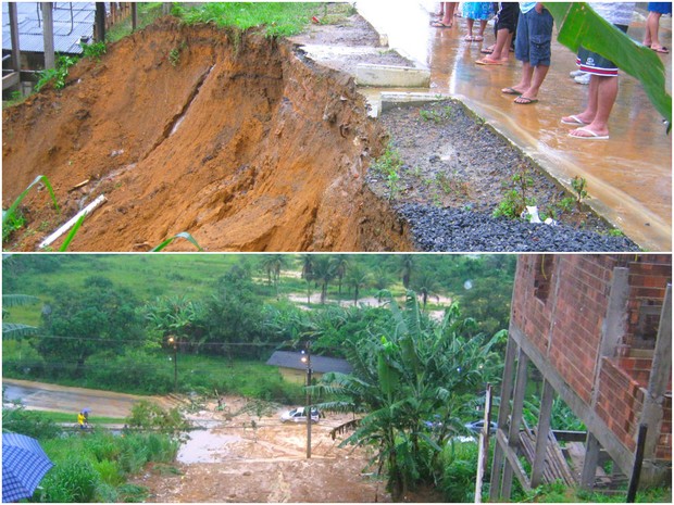 Barranco desliza em Porto Belo, Cariacica. (Foto: VC no ESTV)