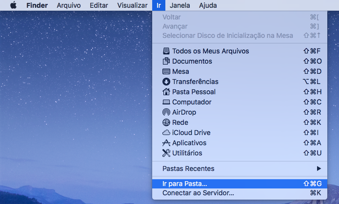 Acesse o menu do Finder e abra a opção indicada (Foto: Reprodução/Helito Bijora)