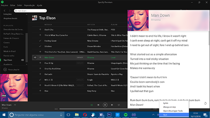 Clique em Quit para fechar a janela de letras de músicas do Spotify (Foto: Reprodução/Elson de Souza) (Foto: Clique em Quit para fechar a janela de letras de músicas do Spotify (Foto: Reprodução/Elson de Souza)) Clique em Quit para fechar a janela de letras de músicas do Spotify (Foto: Reprodução/Elson de Souza) (Foto: Clique em Quit para fechar a janela de letras de músicas do Spotify (Foto: Reprodução/Elson de Souza))