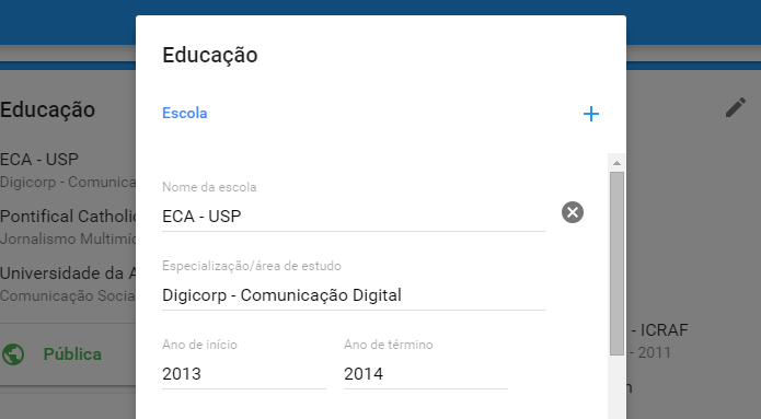 Edite, adicione ou exclua seu histórico acadêmico (Foto: Reprodução/Paulo Alves)