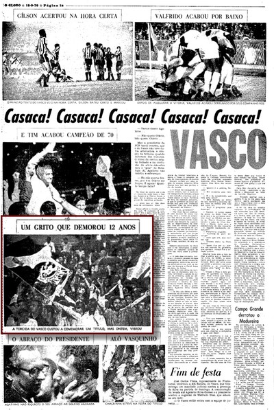 Matéria Jornal O Globo Vasco (Foto: Acervo O Globo) Matéria Jornal O Globo Vasco (Foto: Acervo O Globo)