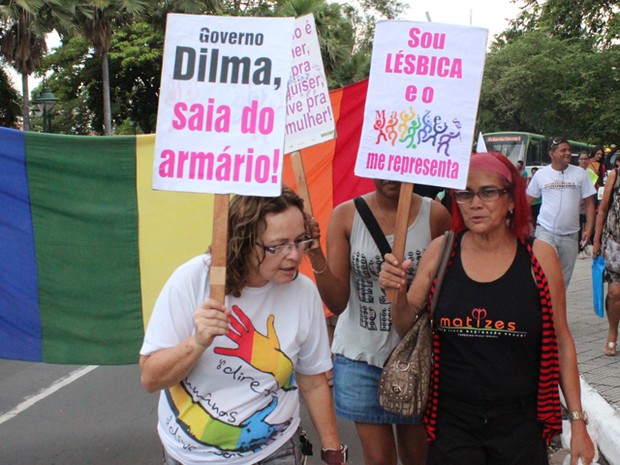Protesto contou com a participação de simpatizantes da causa LGBT (Foto: Yara Pinho/G1)