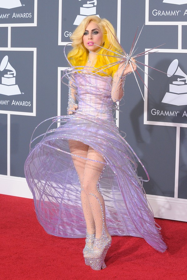 Lady Gaga no seu primeiro Grammy, em 2010 (Foto: Getty Images)