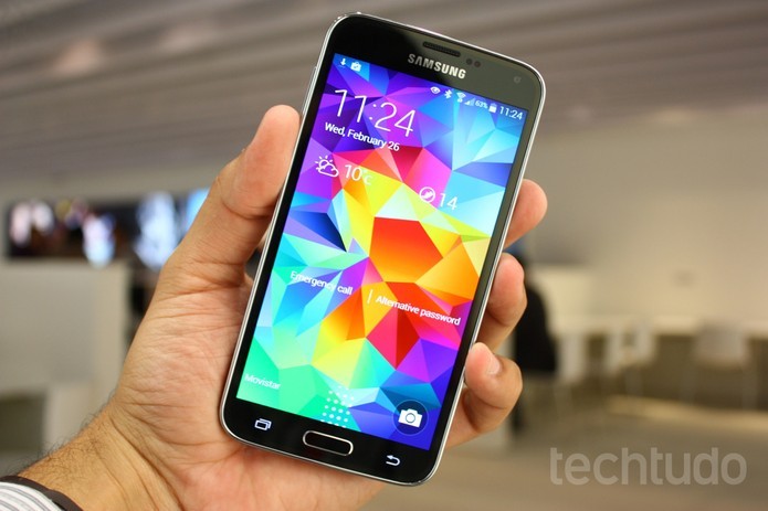 O esperado Galaxy S5 não deixou a desejar (Foto: Allan Melo/ TechTudo) O esperado Galaxy S5 não deixou a desejar (Foto: Allan Melo/ TechTudo)
