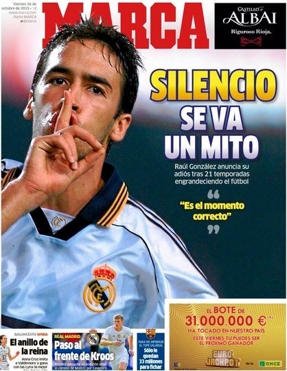 Marca exalta Raul em sua despedida dos gramados