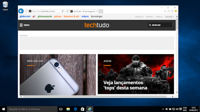 Veja como usar o Internet Explorer no Windows 10 (Foto: Reprodução/Helito Bijora)