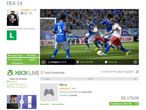 No Brasil, versão digital de 'Fifa 14' para X360 é R$ 20 mais barata Fifa14nalive
