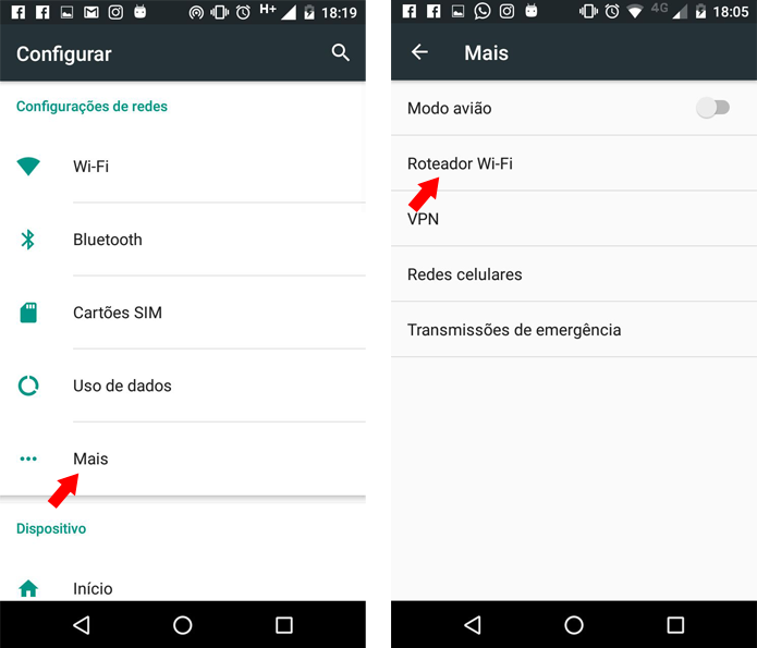 Acesse as configurações de Roteador Wi-Fi do Android (Foto: Reprodução/Ana Marques) Acesse as configurações de Roteador Wi-Fi do Android (Foto: Reprodução/Ana Marques)
